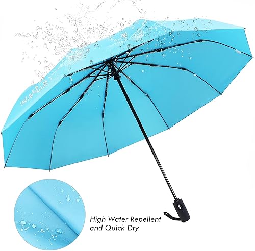 Miniatura 6 de ZOMAKE Paraguas de viaje compacto 10 varillas, paraguas plegable portátil para lluvia resistente al viento Paraguas plegable pequeño automático