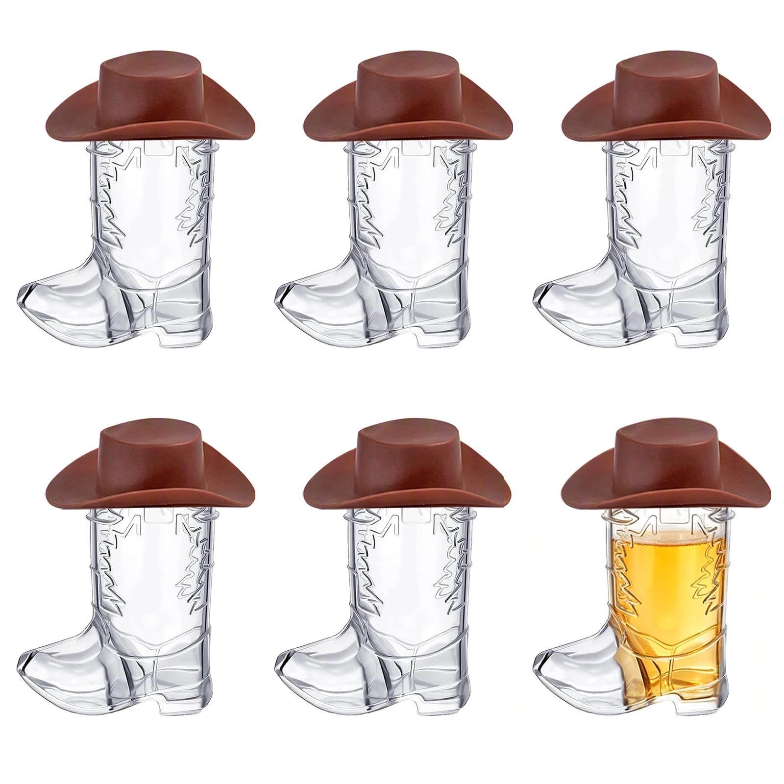 JIESHEPR 12 Pcs Mini Cowboy Boot Shot Glasses, Plastic Western-Style Mini Beer Mugs, Reusable Clear Glasses for Cowboy Parties, Bachelorette Party Supplies, and Wedding Decorations