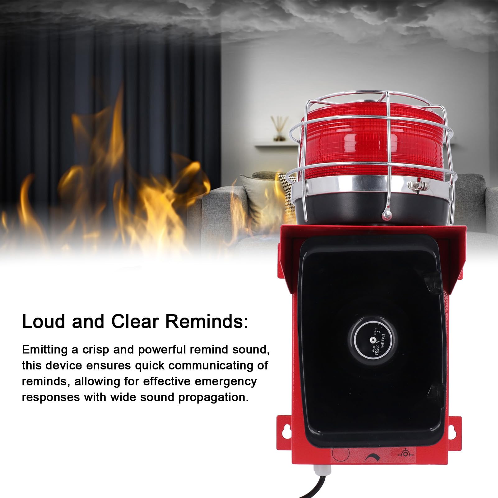 Industrie-Alarmsirene, 120 DB, 100 W, Horn, Stroboskop, Lautes Blinken, Alarmsirene, Wasserdicht, Außensirene, Sicherheitsalarmhorn, Innenwarnsirene für die Ha