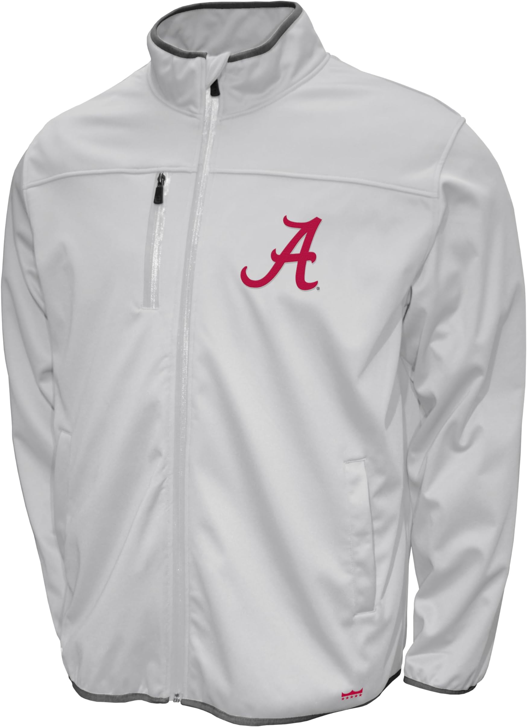 NCAA Alabama Crimson Tide Jacket - Men's White Mock Neck Softshell Full Zip Coat - Jackets For Men