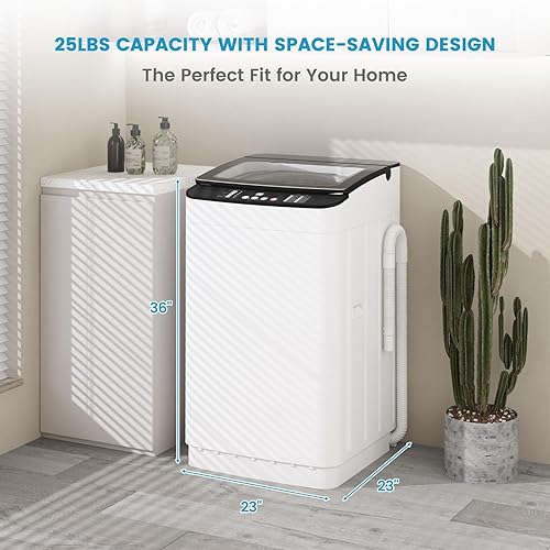 Miniatura 3 de Zynkez Combo de lavadora y secadora de 10 libras, juego de lavandería portátil completamente automático con 10 programas de lavado, 5 modos de