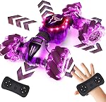 Tecnock Remote Control Car for Boys Girls, 2.4GHz 4WD Gesture Sensing RC Stunt Car Toys - 360° Rotating Double Sided Hand Controlled RC Cars with LED Lights, Gifts for Kids