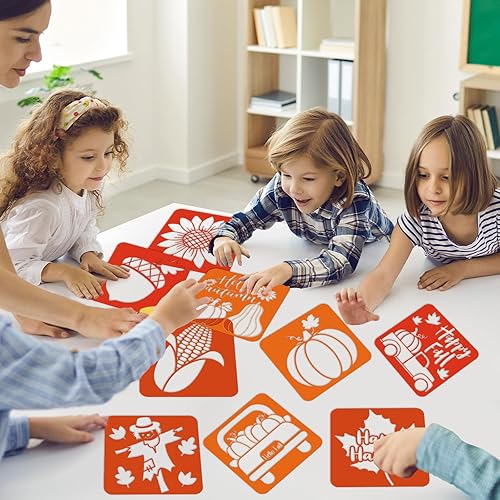 Miniatura 7 de 36 plantillas de dibujo de otoño para niños, 8 pulgadas, calabazas, acera, tiza, pintura, grandes, lavables, reutilizables, con temática de otoño,