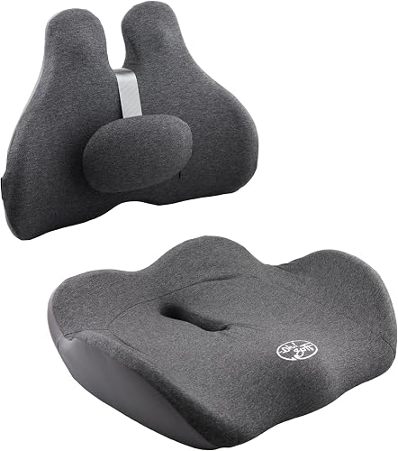 3PCs Memory Foam Lumbar Support Cushion for Qffice Chair Black