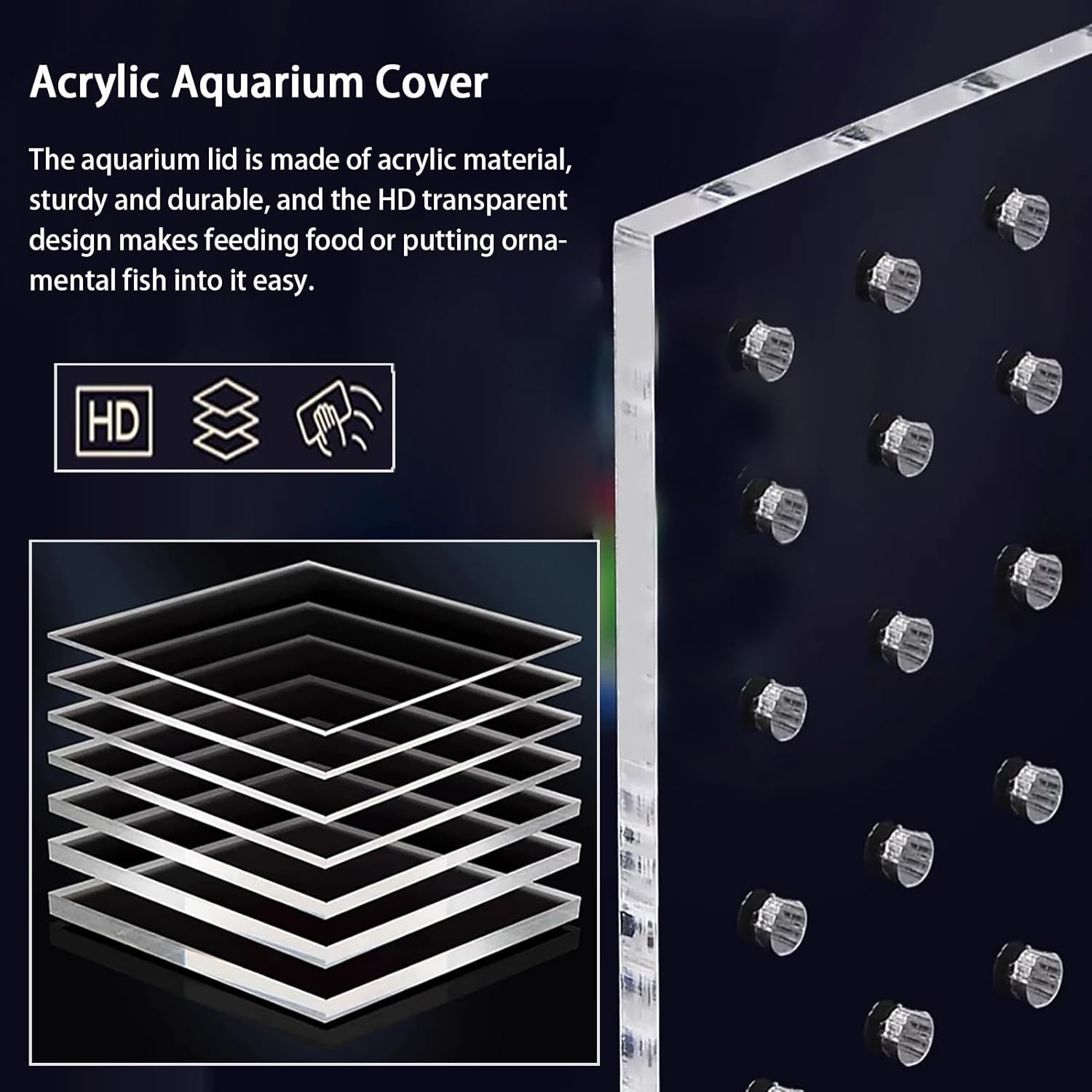 Custom Fish Tank Lid/Aquarium Lid Cover, Clear Acrylic Fish Tank Top Cover Canopy, Ventilation Transparency, Prevents Fish, Reptiles from Jumping Out