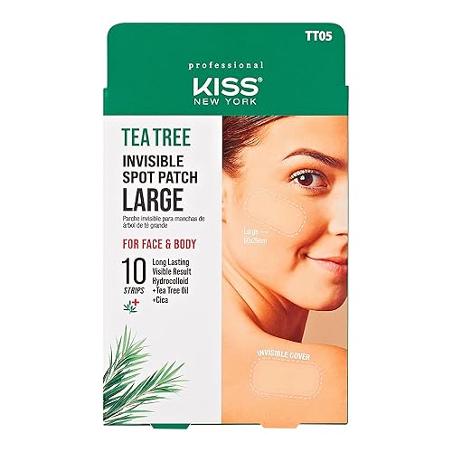 KISS NEW YORK Parche hidrocoloide grande para acné con aceite de cica y árbol de té para cara y cuerpo, parche invisible para tratamiento de manchas