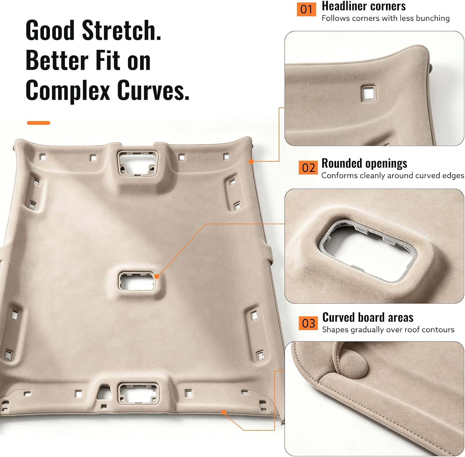 Headliner Fabric 120" L × 60" W, Beige Suede Headliner with Foam Backing, Heavyweight Suede Fabric for Car Interior/Home Repair/DIY, Extra-Large, Rolled Full-Width, Never Folded