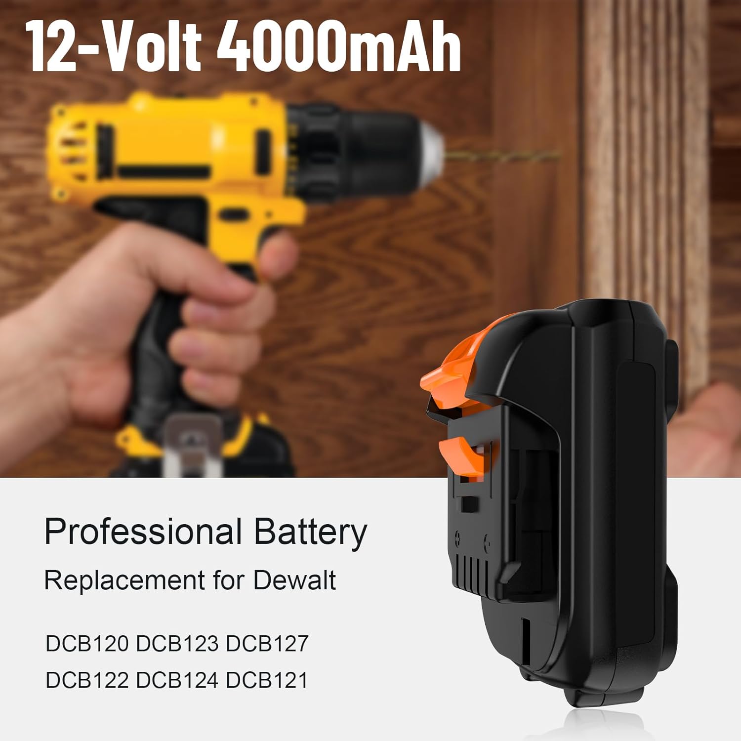 2Packs DCB121 12V 4000mAh Lithium Battery Replacement for Dewalt 12V DCB120 DCB123 DCB122 DCB127 DCB124 DCB121 Cordless Power Tools（NOT fit for Dewalt 20V tools) - Image 7