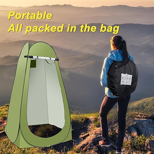 Miniatura 5 de Tienda de campaña portátil de privacidad, kit de tienda de ducha al aire libre con bolsa de ducha de 5 galones (boquilla mejorada)