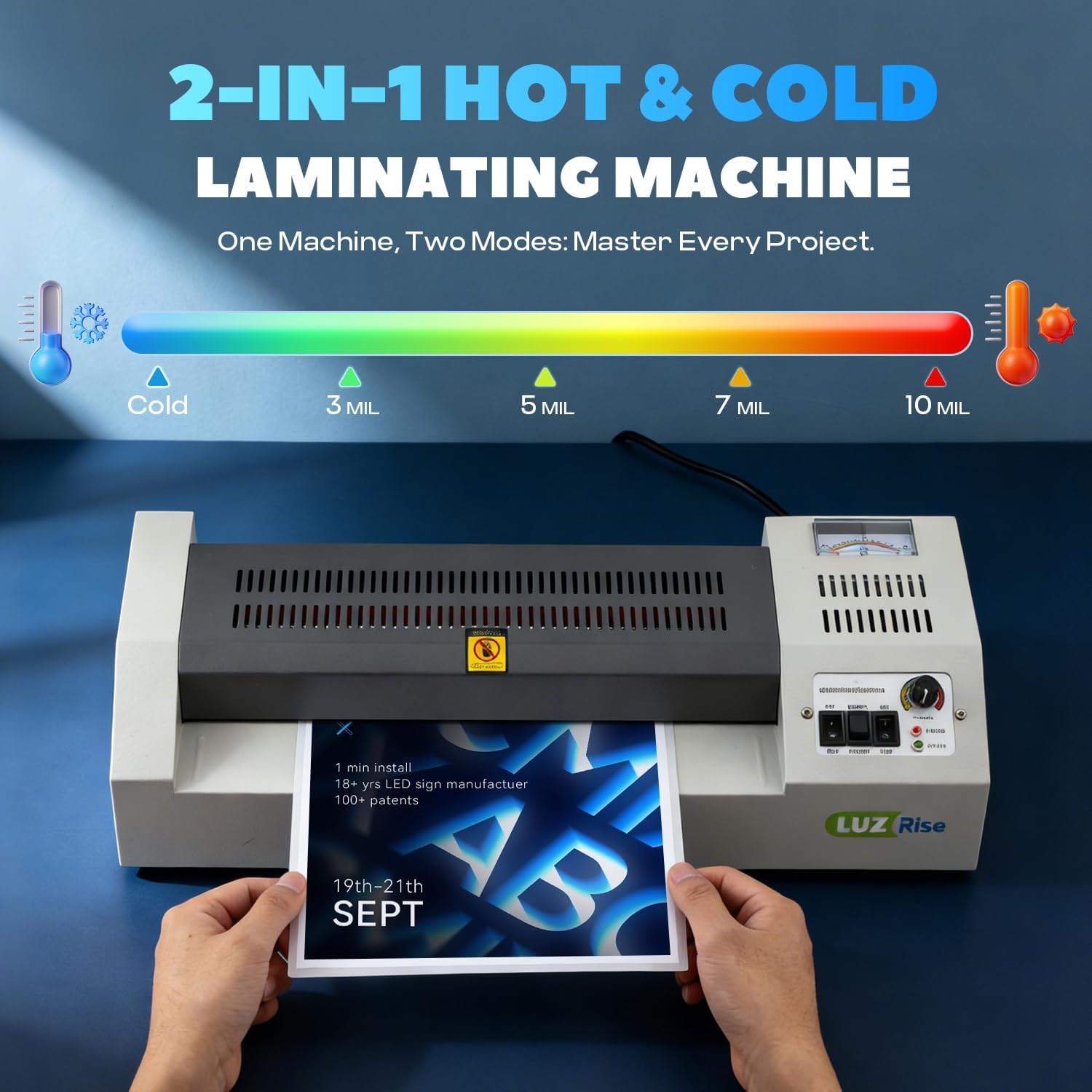13-Inch Thermal Laminator Machine, 3-10 Mil, 4-Roller Professional Laminator, A3 Cold & Hot Laminating Machine & Foil Applicator with Temp Display MAX 320℉ for Office/School/Business (HD320)