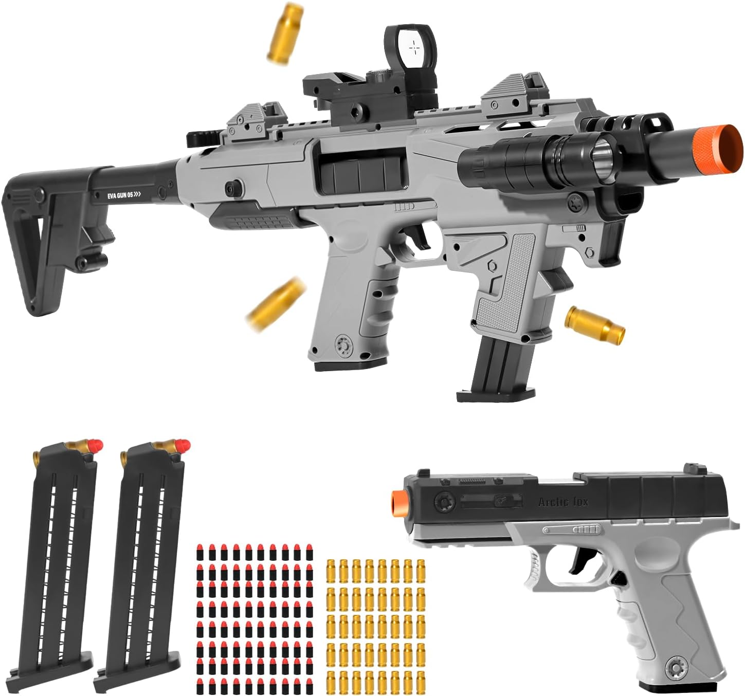 Soft Bullet Toy Gun Blaster, Realistic Toy Dart Hand Gun Soft Bullet Pistol Foam Shell ejecting Blasters, with 2 Clips, Gifts for Boys Girls Adults Age 8+