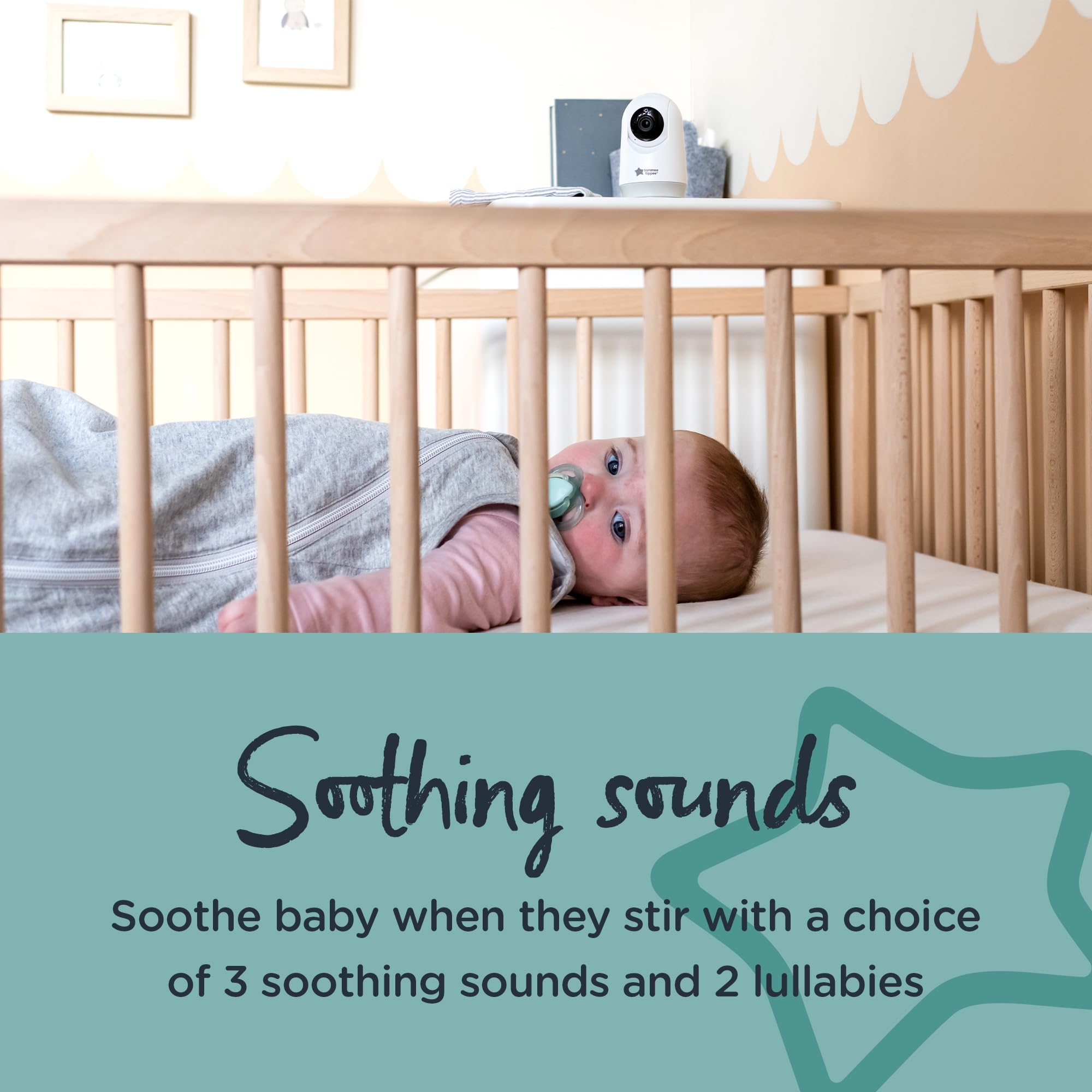 Tommee Tippee Dreamview elektroniczna niania audio i wideo HD z kamerą noktowizyjną i kojącymi dźwiękami, ładowana przez USB, przenośna, 5-calowa jednostka nadrzędna o zasięgu 250 m