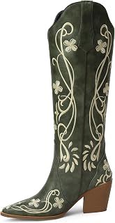 iiimmu Cowgirl Boots Women Knee High Vintage Cowboy Boots