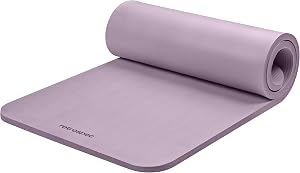 Tapis de yoga Retrospec Solana de 1 po d'épaisseur avec sangle en nylon pour hommes et femmes - Tapis d'exercice antidérapant pour yoga, Pilates, étirements, exercices au sol et remise en forme, noir