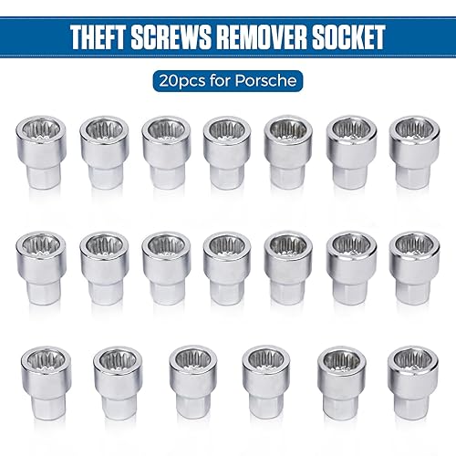 Miniatura 8 de BELEY Juego de llaves de llave de tuercas de bloqueo de rueda con estrías para Porsche, removedor de tornillos antirrobo para rueda automotriz, kit