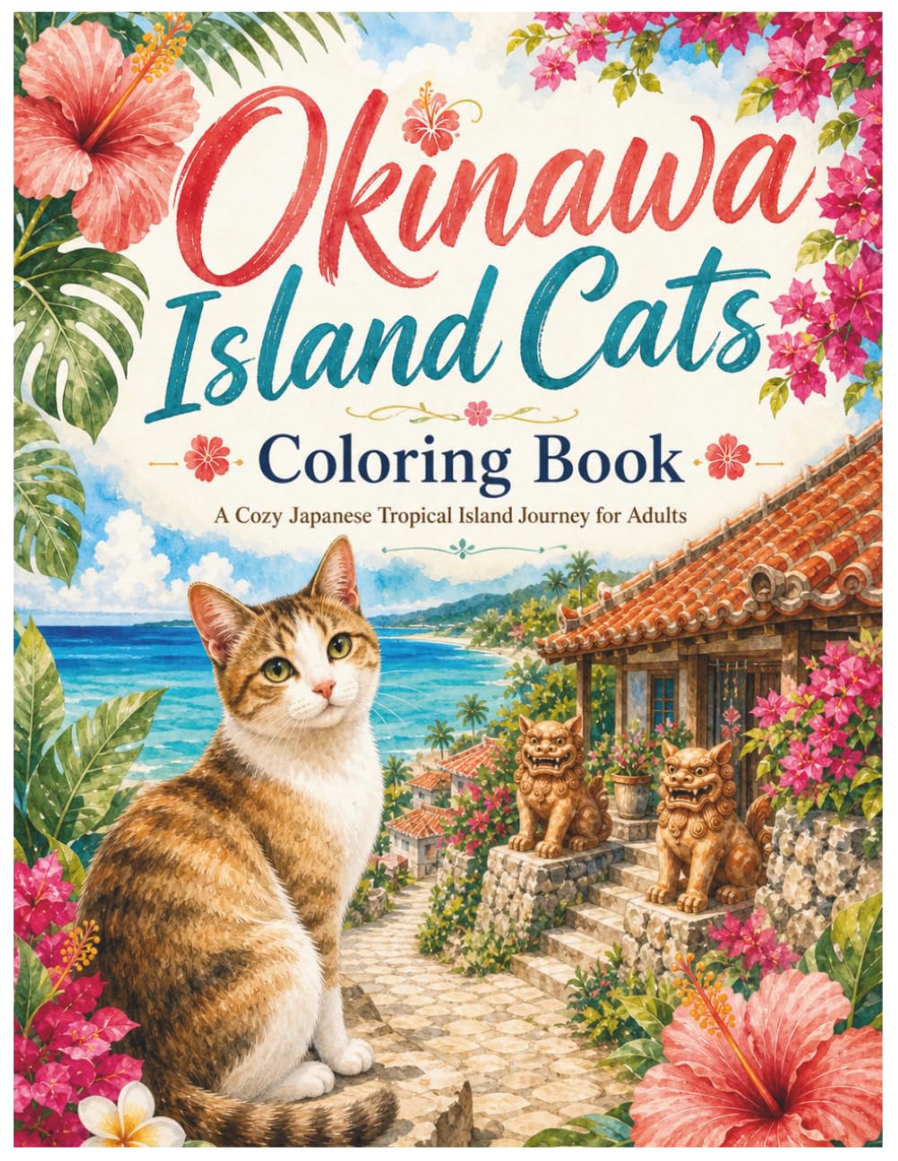Okinawa Island Cats Coloring Book: A Cozy Japanese Tropical Island Journey for Adults
