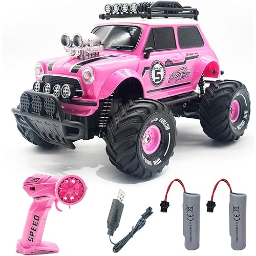 10Leccion Remote Control Car, Pink RC Truck With Two Rechargeable Batteries, Toys for 3-8 Year Old Girls, Birthday Ideas