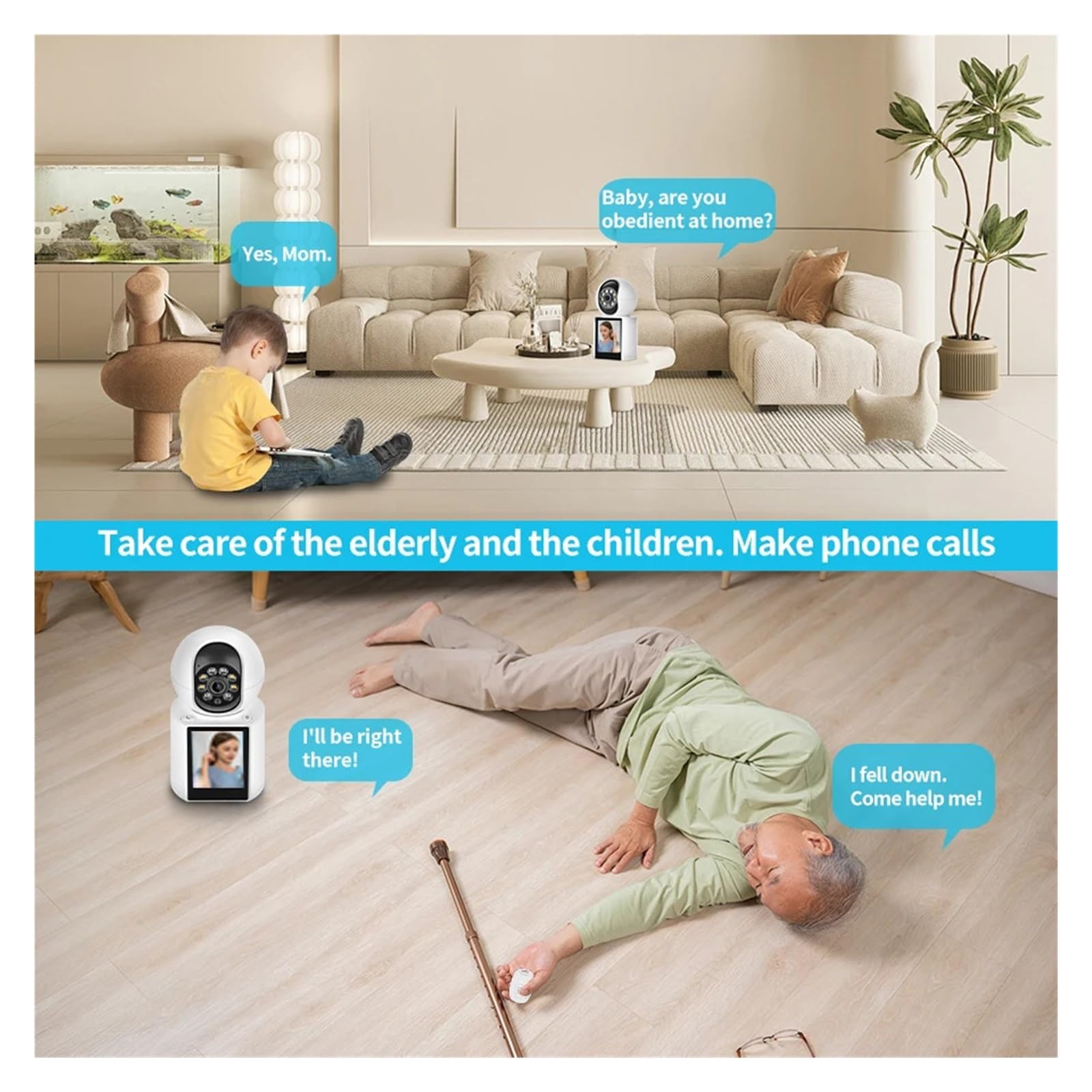 Telecamera di sicurezza for baby monitor PTZ wireless da 3 MP