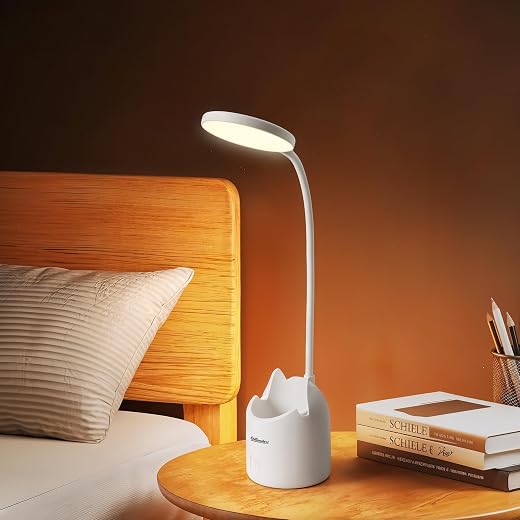 Outlanders Study Table Lamp Rechargeable | 3 Light Modes, Dimmable LED Table Lamp for Study Room | Flexible Neck, Pen &amp; Mo