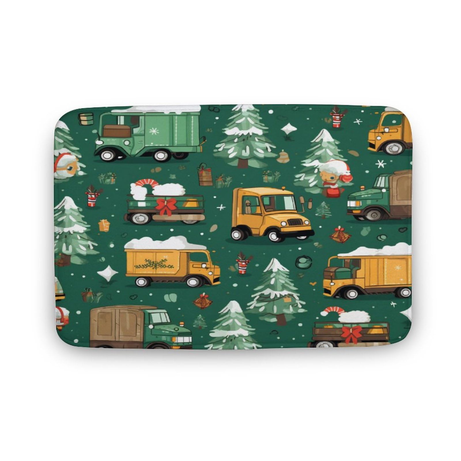 HighonHi Bath Mat Garbage Truck Christmas Bath Rug Kids Cartoon Car Flannel Door Rug for Shower Floors Non-Slip Soft Absorbent Bathmat 16