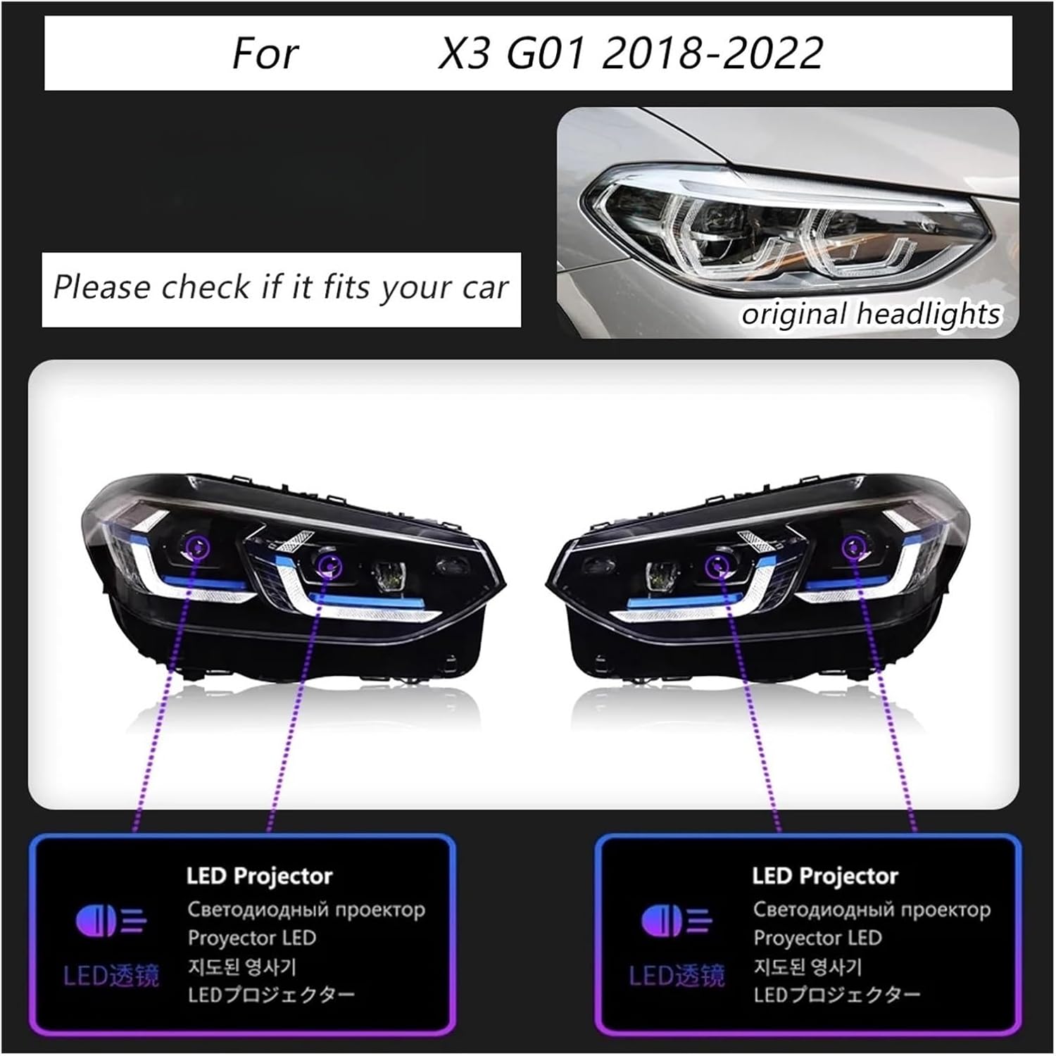 車のライト BMW X3 G01 ヘッドライト G08 LED ヘッドライト DRL ターンシグナルデイタイムランニングライト低高ビ人気商品一覧 通販