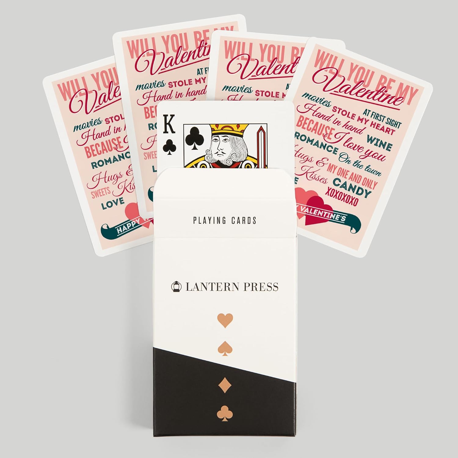 Lantern Press Be Mine, Valentine's Day, Typography, 52 Playing Cards for Adults, Poker Size Card Deck