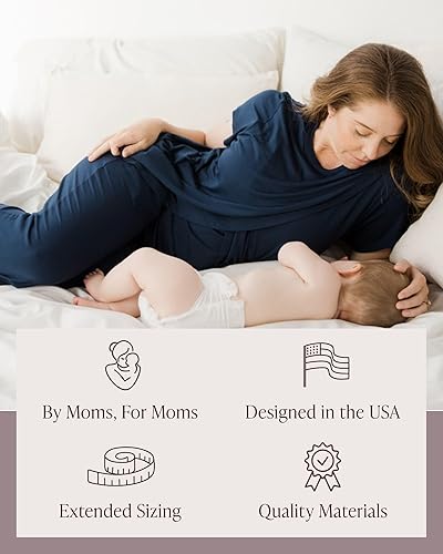 Miniatura 6 de Kindred Bravely Pijamas de maternidad con dobladillo de tulipán y conjuntos de descanso posparto para mujer, pijamas de lactancia de manga corta