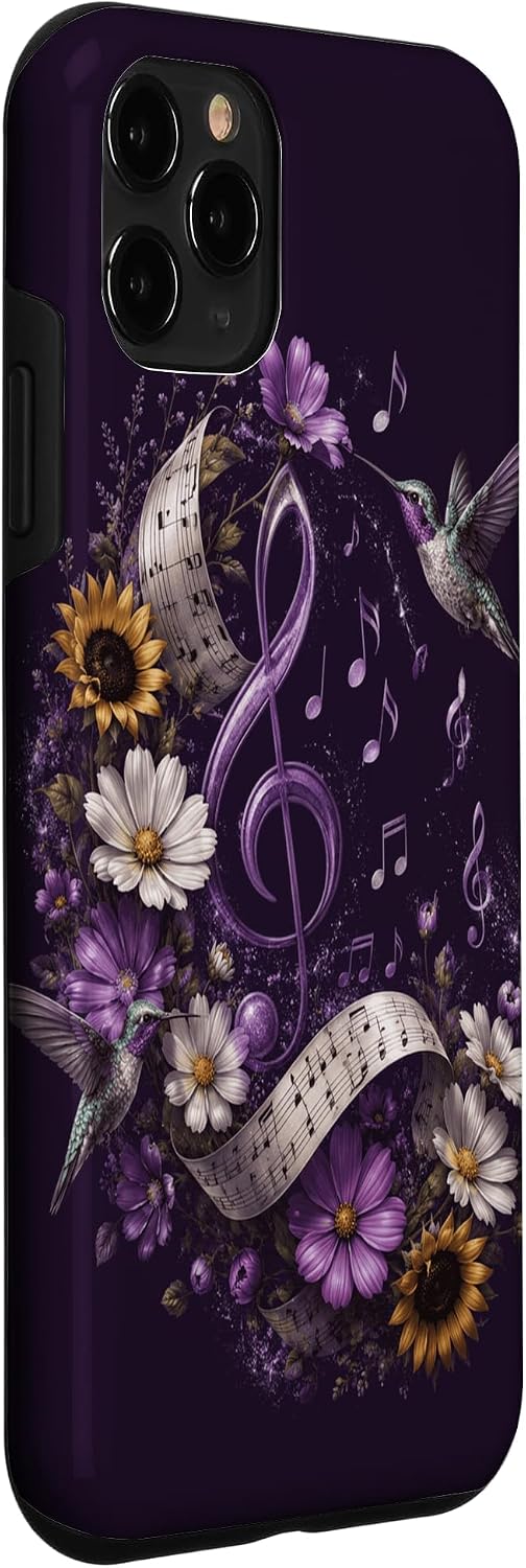 Music Teacher Hummingbird Purple Floral Music Notes Case for iPhone 11 Pro image 3
