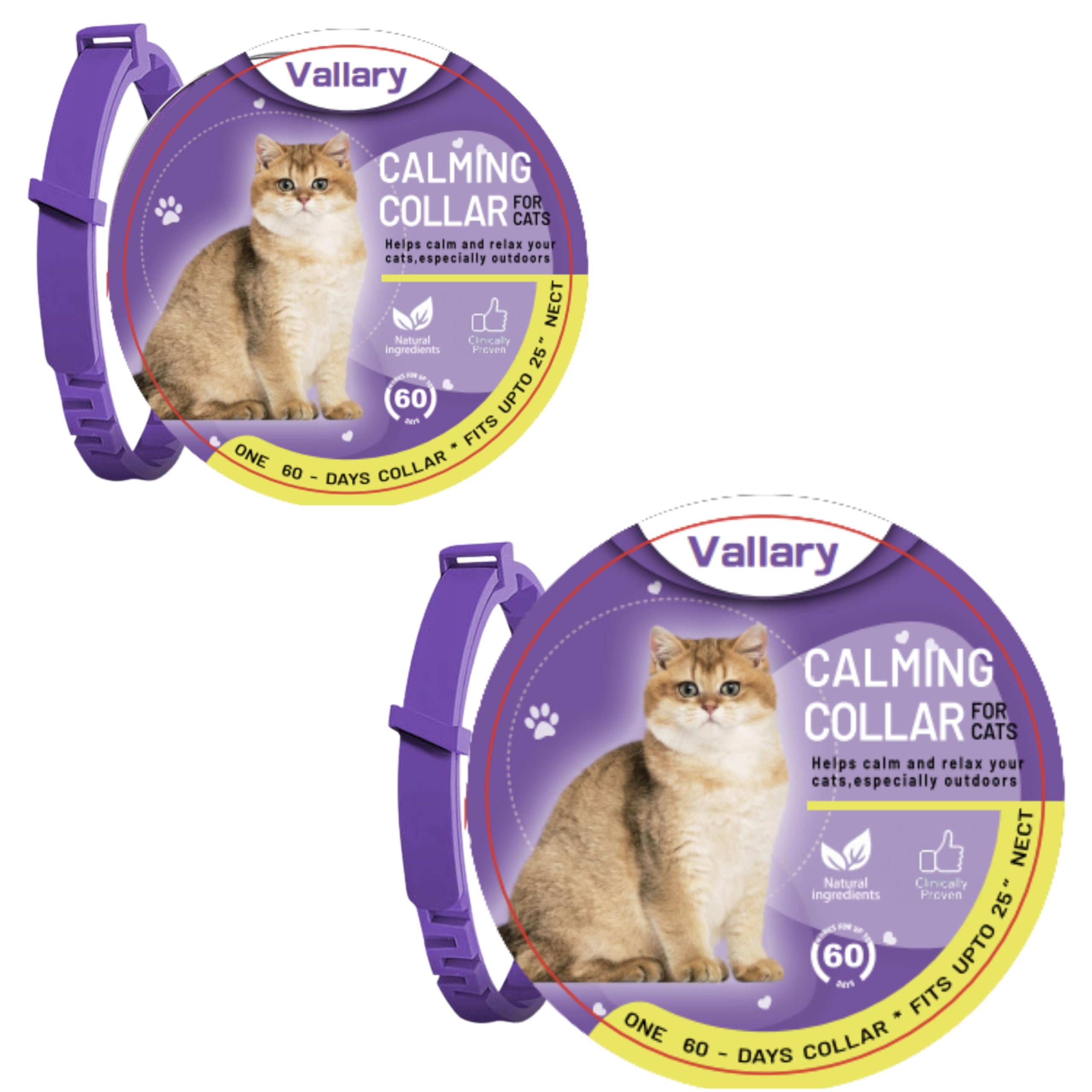 Calming Collar, Behavior and Calming Collar for Cats, 2Ct, Long-Lasting Pheromone Helps for 60 Days, Designed to Reduce Stress and Anxiety, Loud Noises, and Separation