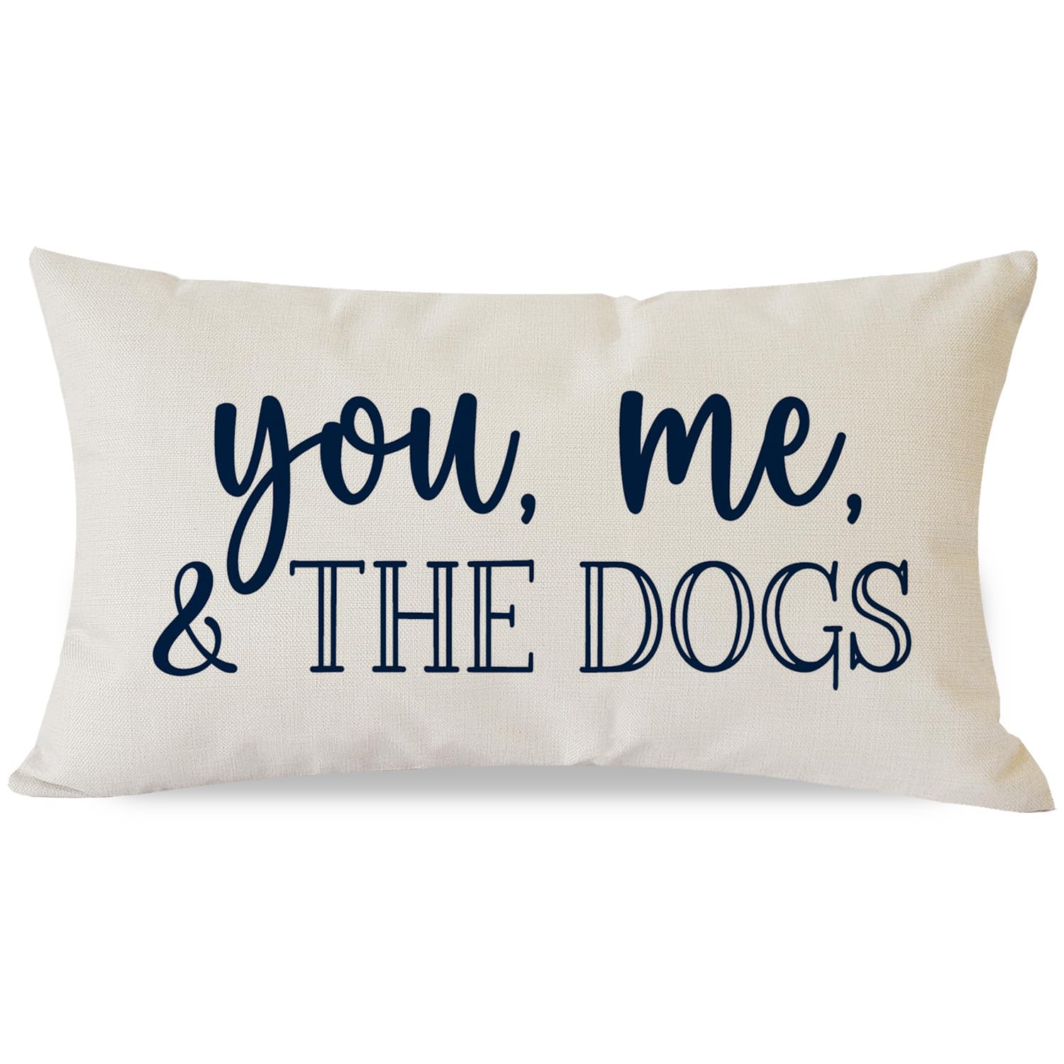 PANDICORN You Me & The Dogs Lumbar Throw Pillow Covers 12x20 Inch Outdoor Rustic Farmhouse Decorations Decorative Cushion Case Sign Pet Dog Lover