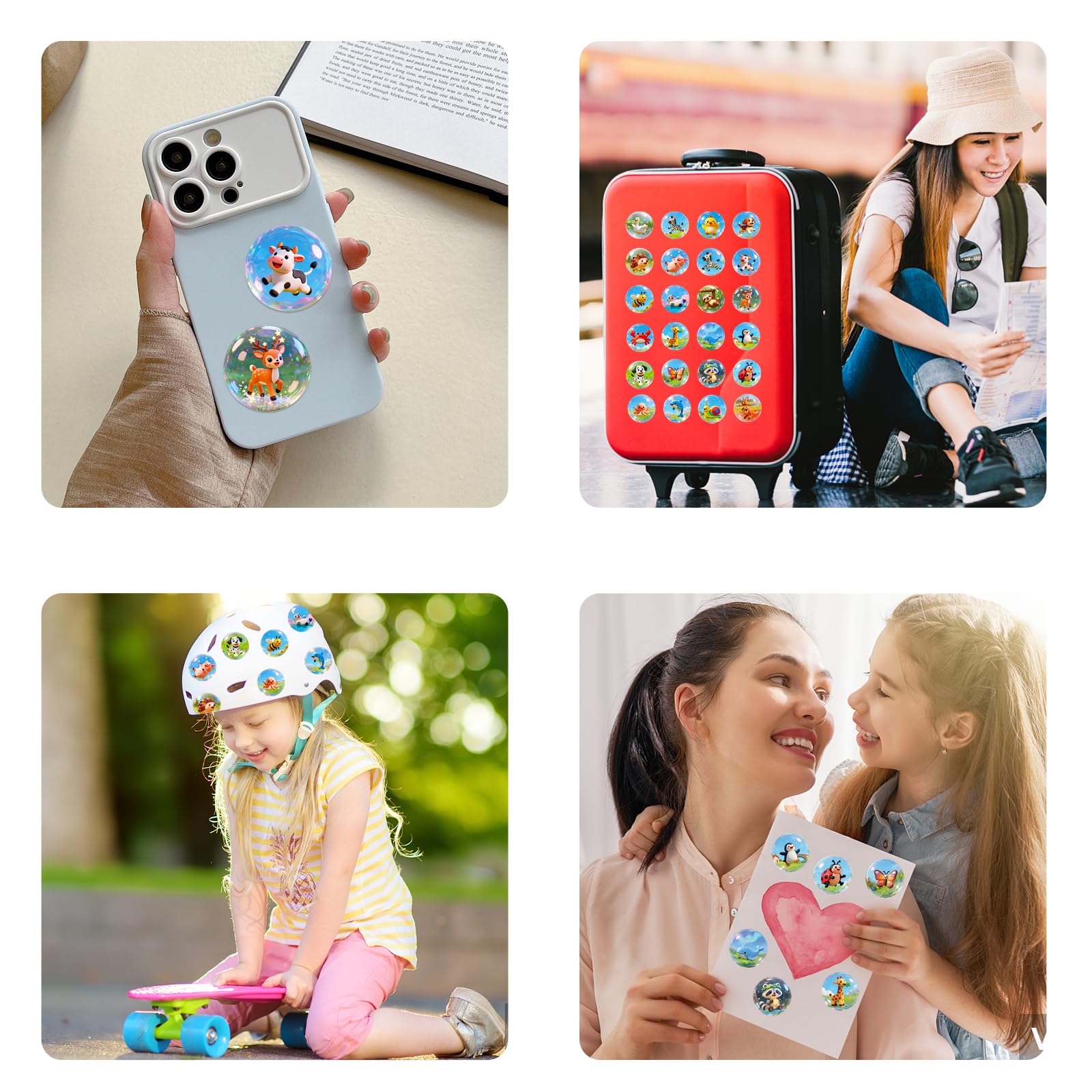 Anboor Stickers for Water Bottles, 50PCS Waterproof Vinyl Cute 3D Animal Sticker for Laptop Luggage Skateboard Teens Adults — view 6