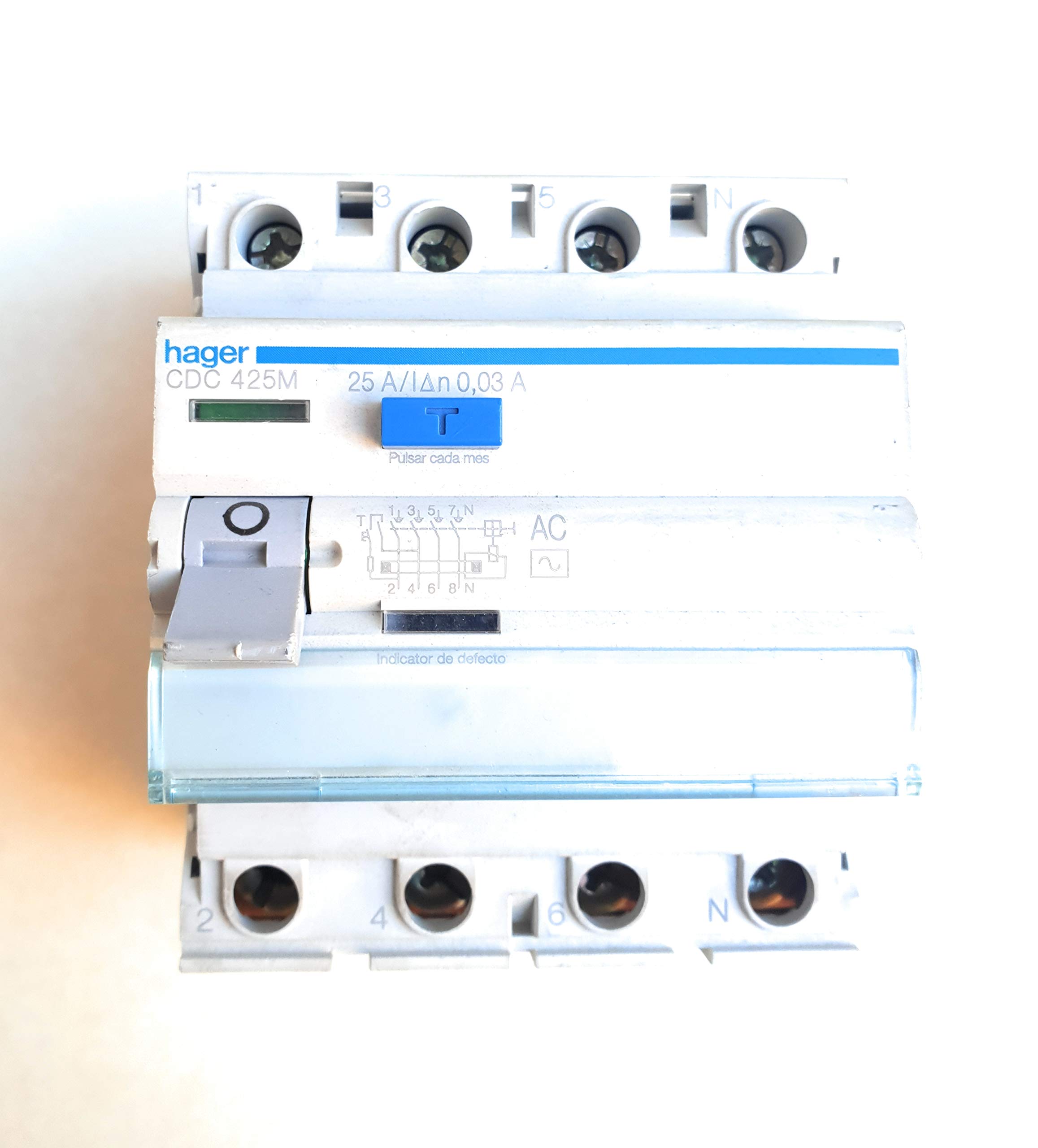 Interrupteur différentiel 4 pôles Hager type AC 25A 30mA disjoncteur differentiel tetrapolaire 4p