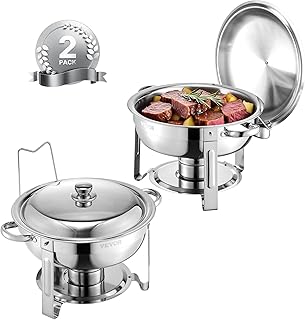 VEVOR Chafing Dish Buffet Set, 5 Qt 2 Pack, Stainless Steel Chafer with ...