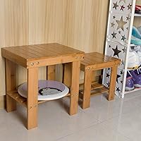 Vista 6 de ASelected Taburete de banco de bambú, taburete de madera de 10 pulgadas para dormitorio, cocina, vestíbulo, vestíbulo, entrada, banco pequeño