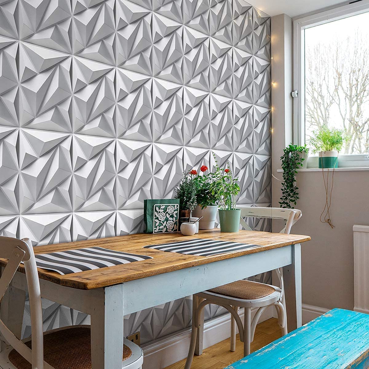3D-panelen, pvc-kunststof panelen, wandpanelen, gaming kamer, wand, plafond, 3D-look, pvc, 3D-platen, 50 stuks, 30 x 30 cm, 4,5 m², zwart D094-1