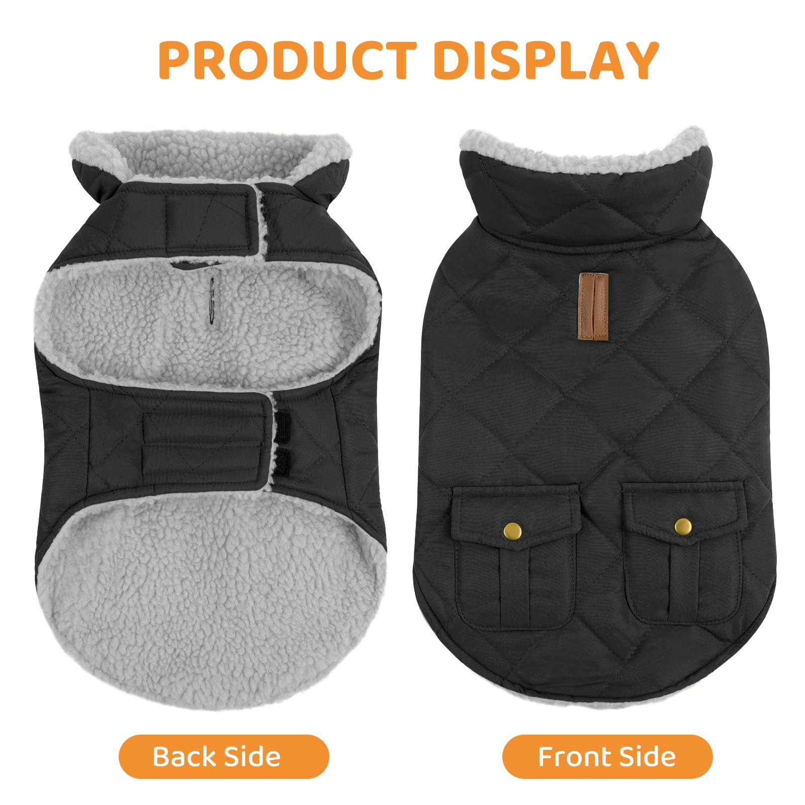 Queenmore Cappotto Cane Piccolo Caldo Impermeabile Per Chihuahua, Maltese, Bassotto, Bulldog Francese, Nero, S