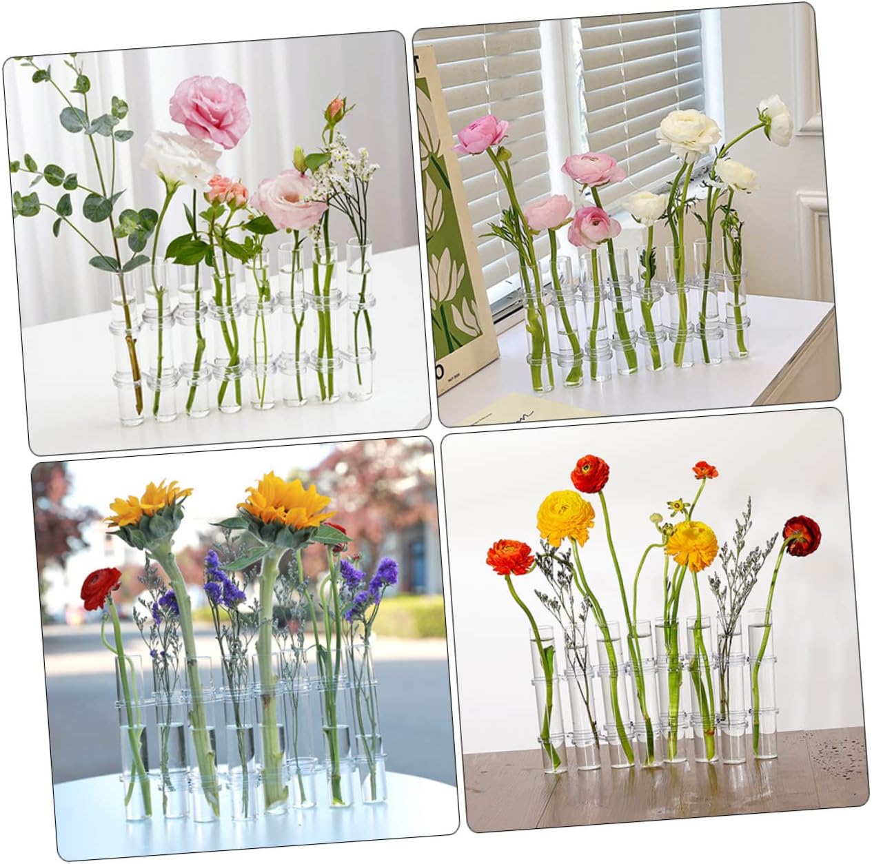 Hydroponic Glass Vase Plant Terrarium Kit Decorative Tube Flower Vase Rack for Home