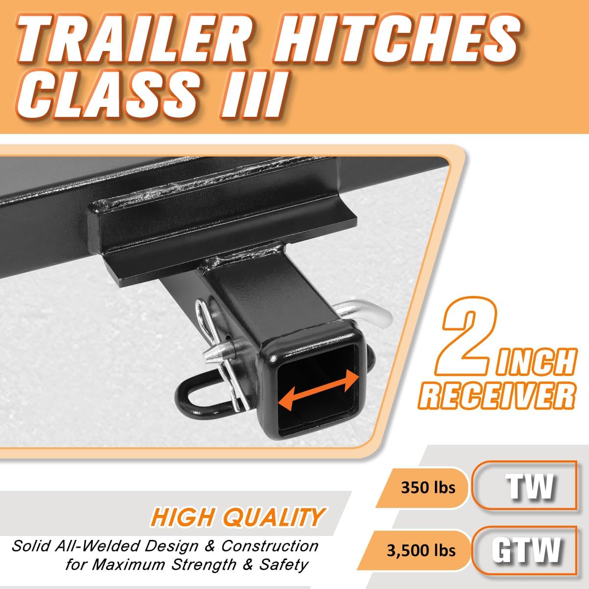 Class 3 Tow Trailer Hitch 2" Receiver Compatible with 95-04 Toyota Tacoma,Black