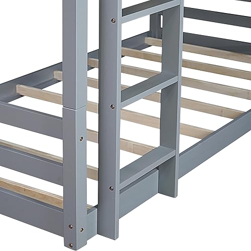 Miniatura 17 de Litera triple de metal, tamaño matrimonial XL sobre individual XL sobre tamaño Queen, elegante base de cama triple con seguridad garantizada para