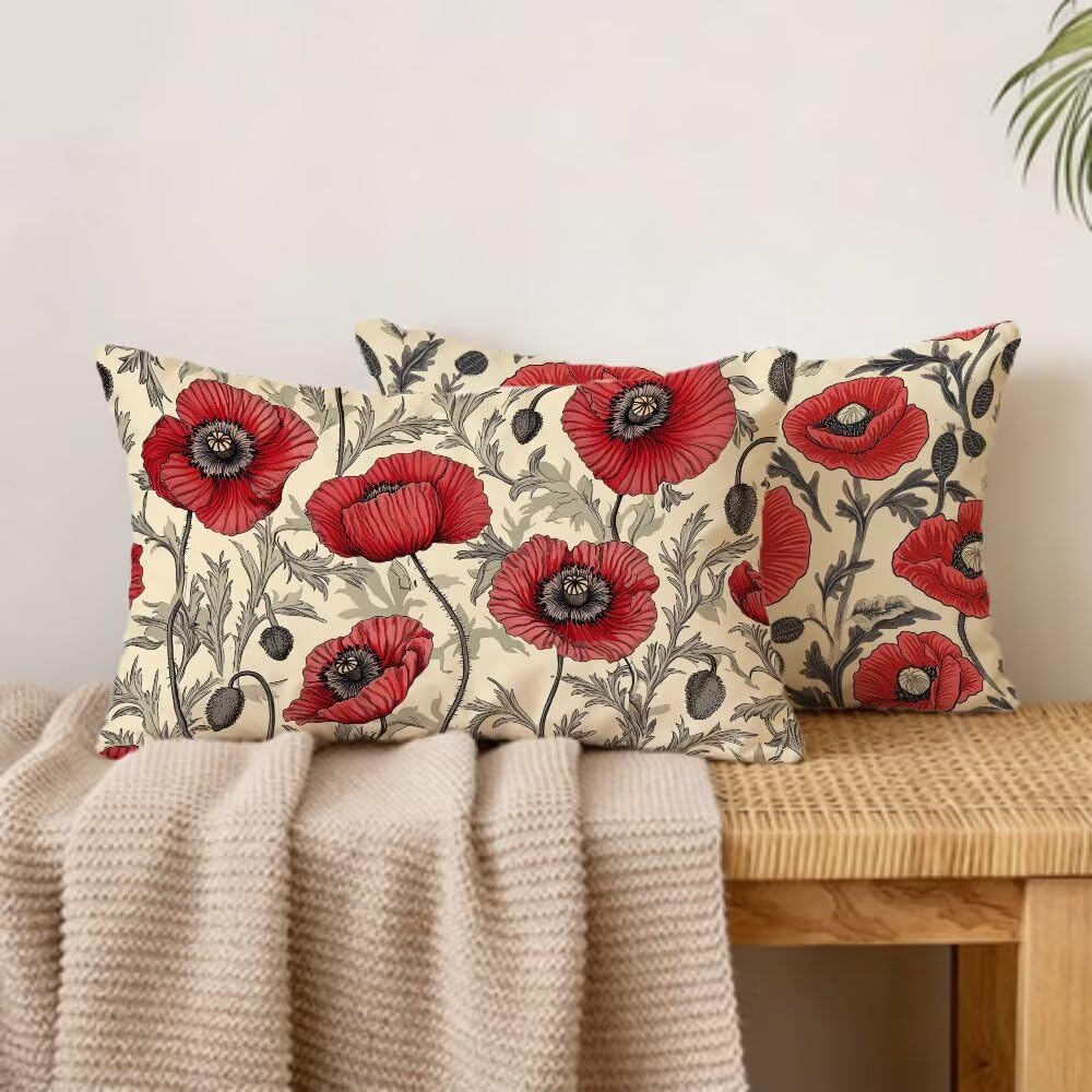 Housse Coussin Rouge Taie Oreiller 70 x 90 cm Lot de 2,Coussins Décoratifs Crème avec Fermeture Éclair Lnvisible Coussin Canapé,Double FaceVelours/Lin,pour décoration Maison,Cadeau Homme 0R-959
