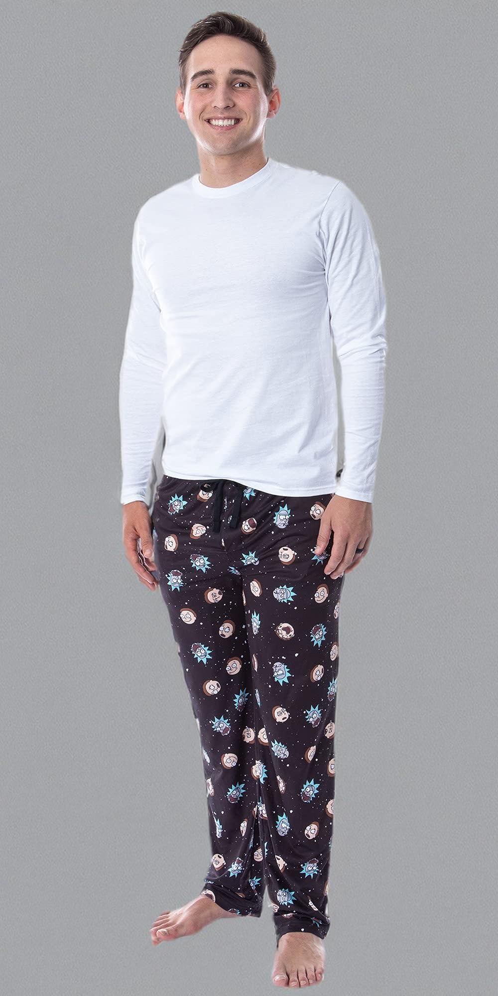 Rick and Morty Herren-Schlafanzug, Motiv: Wurfmuster, Schwarz