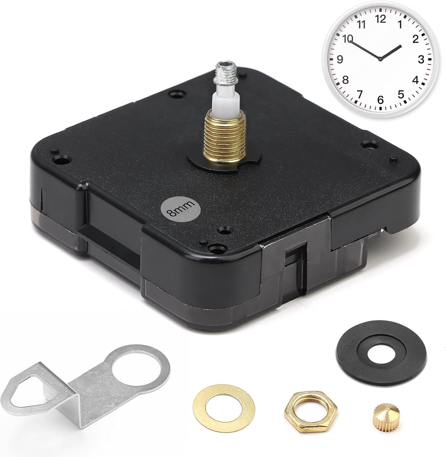 Quartz Clock 12888 Movement Replacement Set, Battery Operated Axis Shaft High Torque Clock Parts Suitable for Wall Clock Motor Repair Parts and DIY (Shaft 18.5mm - Thread 8mm)