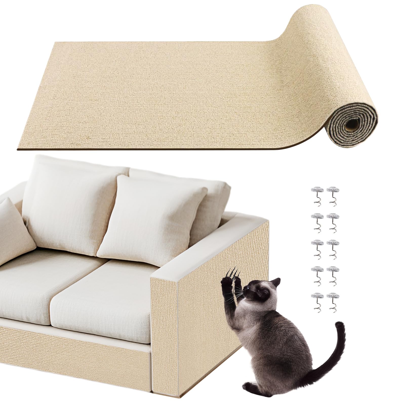 Tapis griffoir autocollant chat feutre découpable avec vis 40x300cm