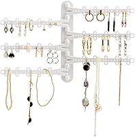 Vista 1 de Organizador de joyas de pared de 6 niveles y 6 pulgadas, tiras Command incluidas para colgar fácilmente, organizador de aretes de 120 agujeros