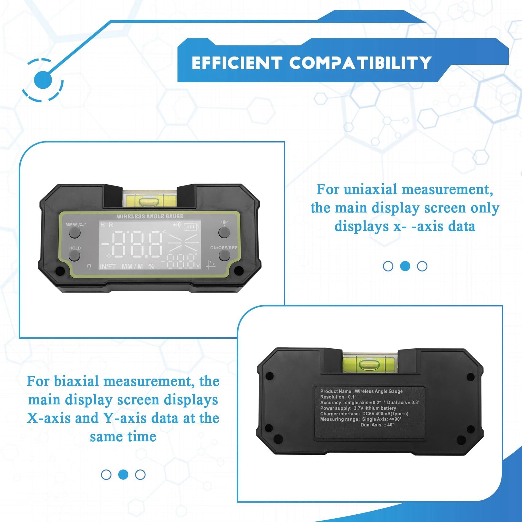 2X Inclinómetro de Bluetooth Transportador Digital de Doble Eje Regla de Ángulo de Medición Biax Caja de Magnético Recargable