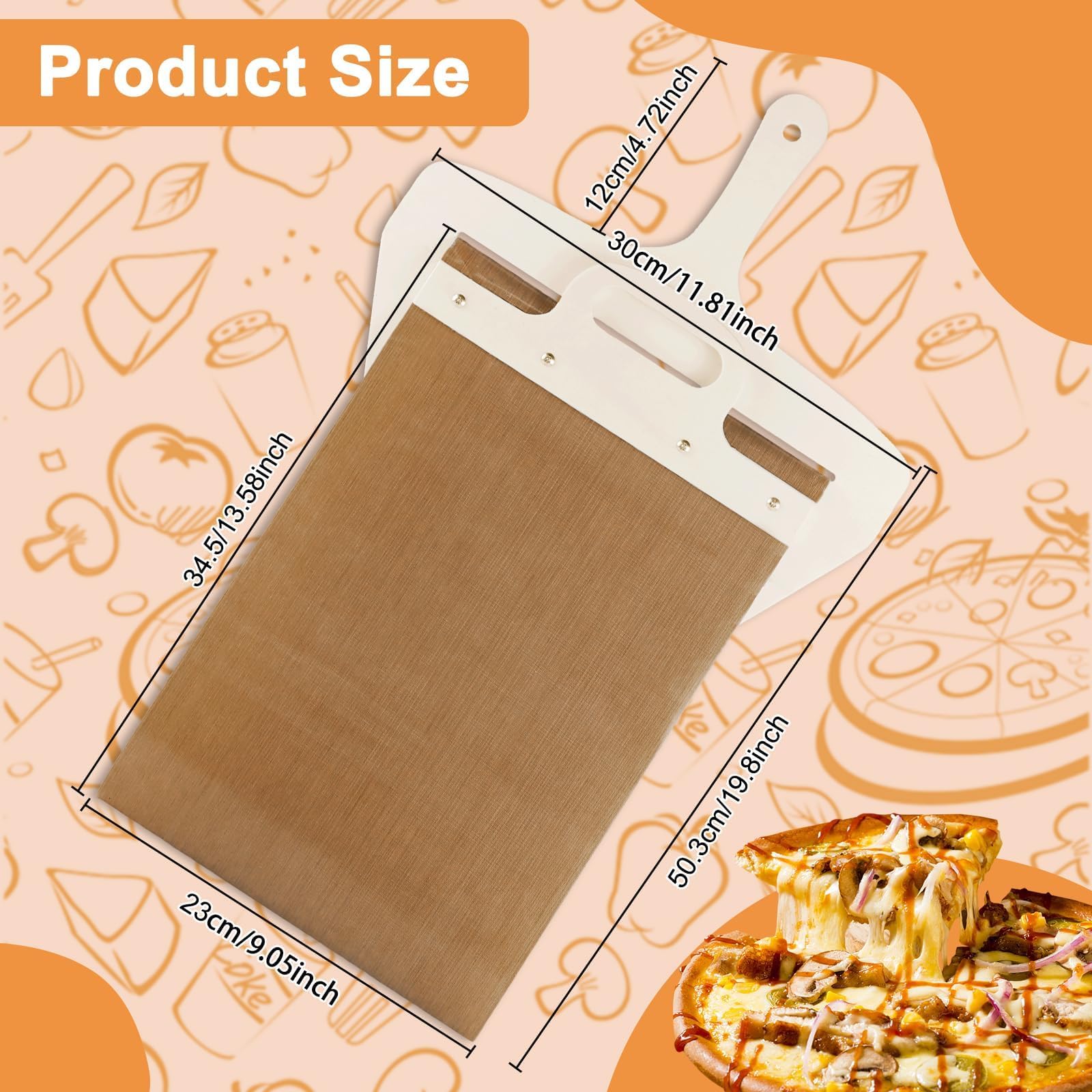 Pala Scorrevole per Pizza,Pgtc Perfetta per trasferire pizze,Pelapatate Scorrevoli con manico,pala per pizza,utensile da cucina per pizza, pala per pizza arrotolabile