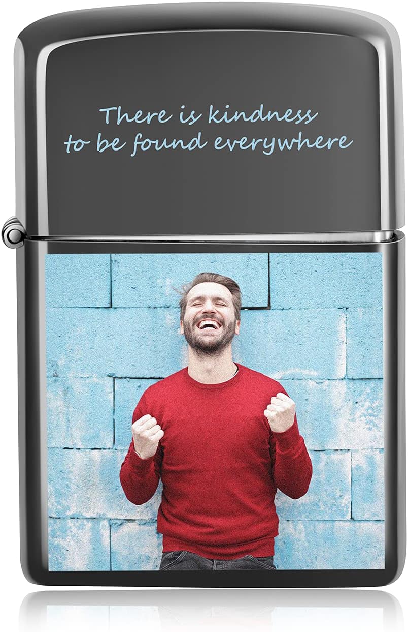 Lighter for Boyfriend Personality Electric Arc Lighter USB Lighter Custom Name Date Smart Fingerprint Sensor Lighter Rotating Lighter Rechargeable Plasma Lighter Father's Day with Gift Box (Black)