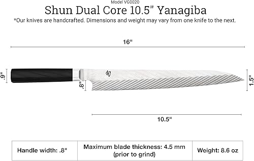 Miniatura 5 de Shun Cuchillo Yanagiba de doble núcleo de 10.5 pulgadas con Saya