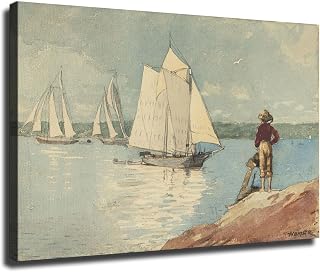 Clear Sailing By Winslow Homer Prints Art Painting Retro Poster Wall Art for Living Room Bedroom Wall Art Printins Wall Decor Gift (8x12inch-No Framed)