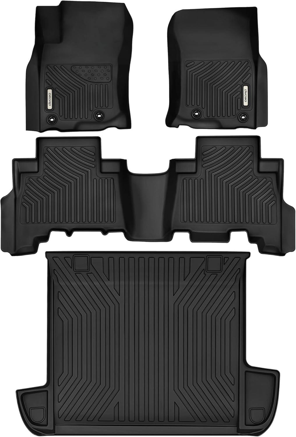 oedro floor mats & cargo liner fit for toyota 4runner 2013-2024, custom tpe all weather floor liner, 1st & 2nd row full set car liners, black